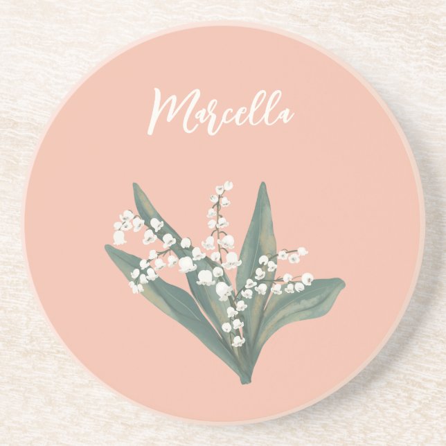 Lily Of The Valley Personalised  Coaster (Front)