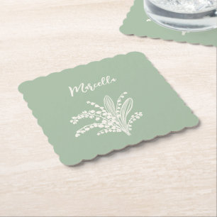Lily Of The Valley Personalised  Paper Coaster