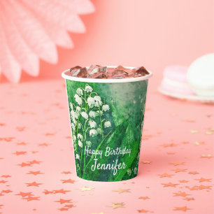 Lily of the Valley Personalised Paper Party Cups