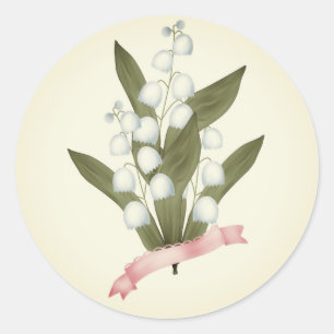 Lily of the valley, retro classic round sticker