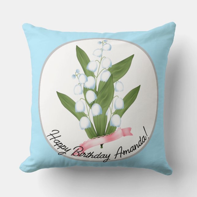Lily of the valley, retro cushion (Front)