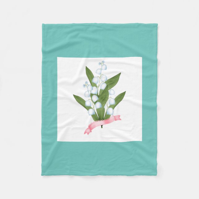 Lily of the valley, retro fleece blanket (Front)