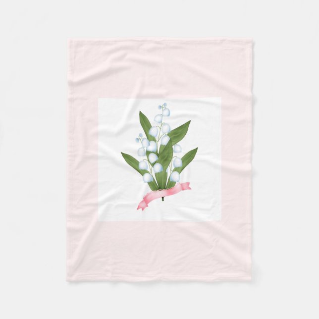 Lily of the valley, retro fleece blanket (Front)