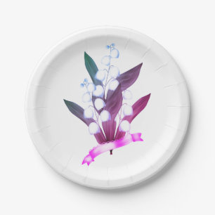 Lily of the valley, retro paper plate
