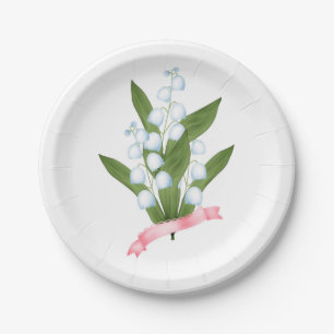 Lily of the valley, retro paper plate