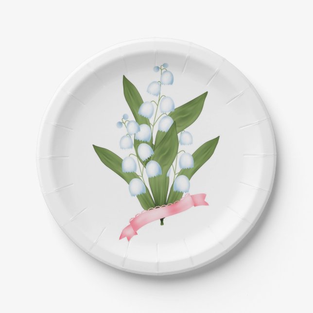 Lily of the valley, retro paper plate (Front)