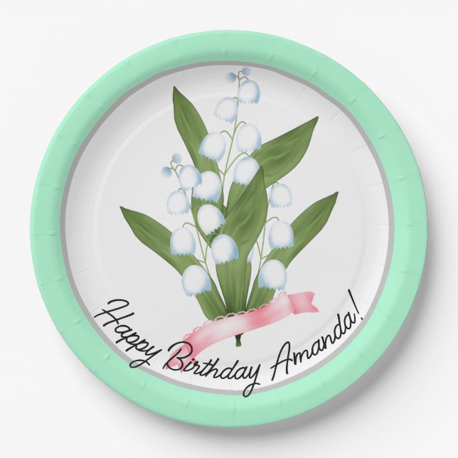 Lily of the valley, retro paper plate (Front)