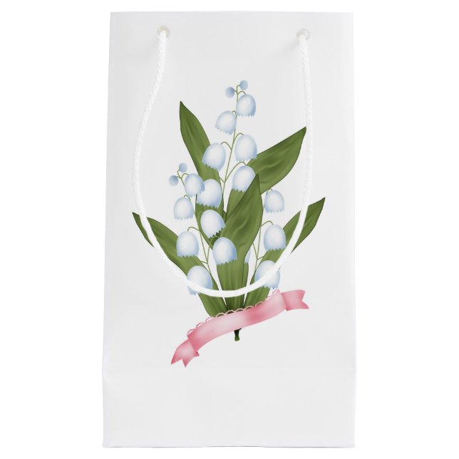 Lily of the valley, retro small gift bag (Front)