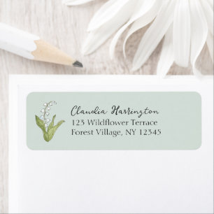 Lily of the Valley Sage Green Girly Floral Address