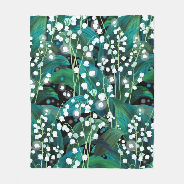 Lily of the valley. Seamless background pattern Fleece Blanket (Front)