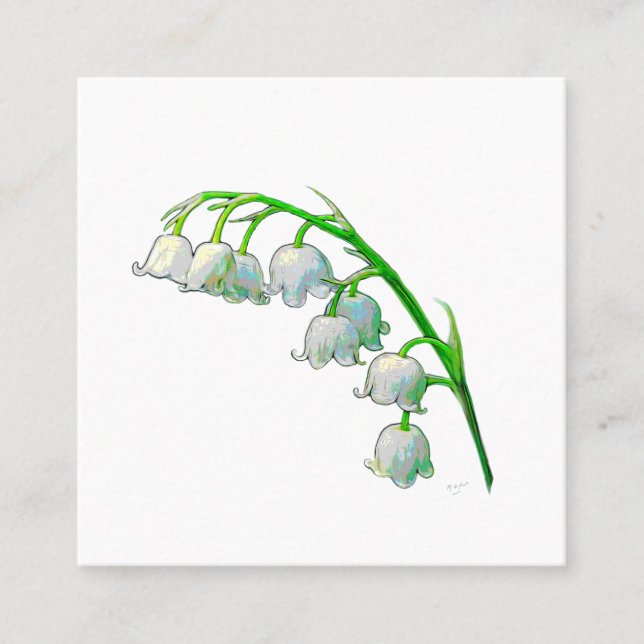 LILY OF THE VALLEY STICKER SQUARE BUSINESS CARD (Front)