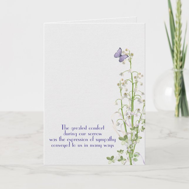 Lily of the Valley Sympathy Thank You  Card (Front)