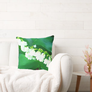 Lily of The Valley Watercolor   Throw Pillow