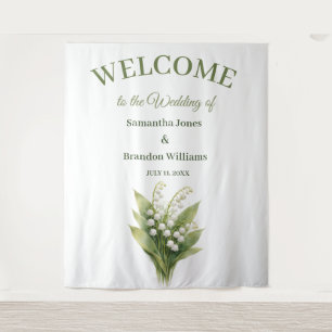 Lily of The Valley Wedding Floral Welcome Sign Tapestry