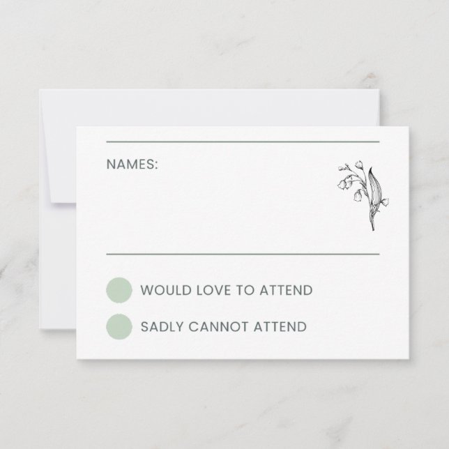 Lily of the Valley - White Collation RSVP Card (Front)