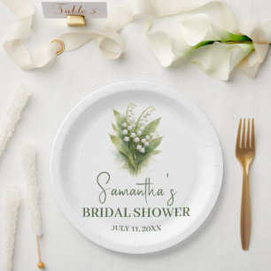 Lily of the Valley White Floral Bridal Shower Paper Plate