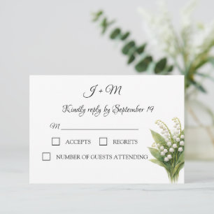 Lily of the Valley  White Floral Modern RSVP Card