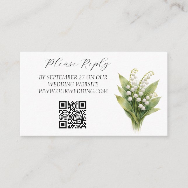 Lily of the Valley White Floral Wedding  Enclosure Card (Front)