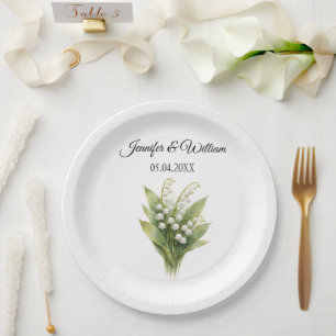 Lily Of The Valley White Floral Wedding Paper Plate