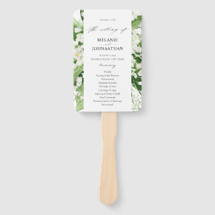 Lily of the Valley White Floral Wedding Program Hand Fan