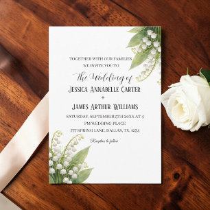 Lily of The Valley White Watercolor Floral Wedding Invitation