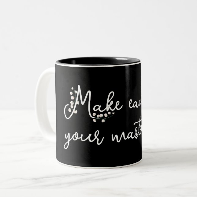 Lily of the Valley with Quote  Two-Tone Coffee Mug (Front Left)
