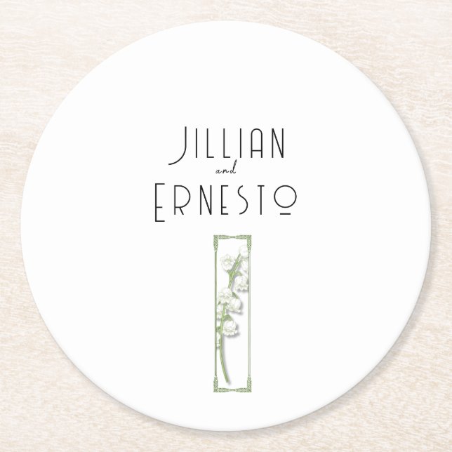 Lily of Valley Collection || White Custom Napkins Round Paper Coaster (Front)