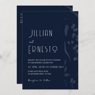 Lily of Valley Dark Blue Solid with Faded Edge Invitation