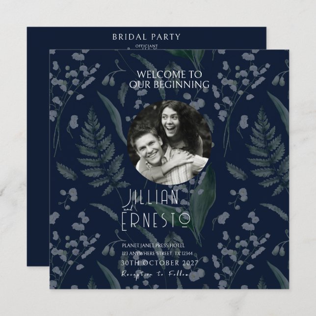 Lily of Valley Ferns  || Dark Blue Photo Program Programme (Front/Back)