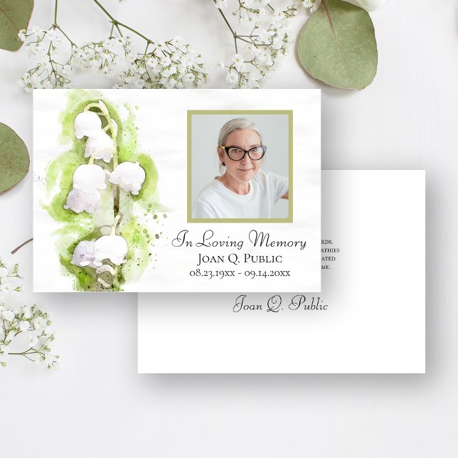 Lily of Valley Flowers Funeral Memorial Sympathy Thank You Card (Creator Uploaded)