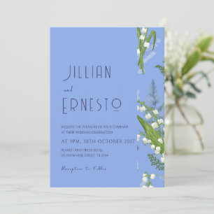 Lily of Valley    Light Blue Solid with Edge Invitation
