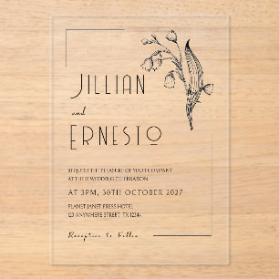 Lily of Valley No Colour Removeable Frame Custo Acrylic Invitations