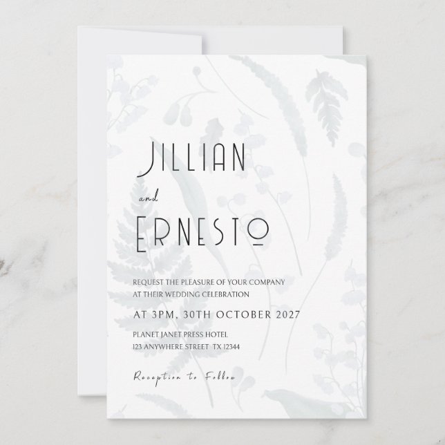 Lily of Valley || Shadow Botanical Front and Back Invitation (Front)