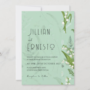 Lily of Valley Soft Green w/ Graphic Edge Invitation