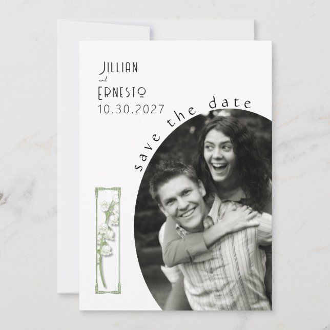 Lily of Valley || White Save the Date v2 Invitation (Front)