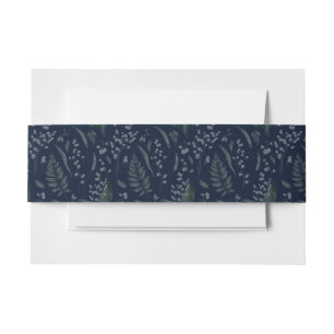 Lily of Valley with Ferns Dark Blue Invitation Belly Band