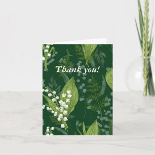 Lily of Valley with Ferns    Dark Green Blank Insd Note Card