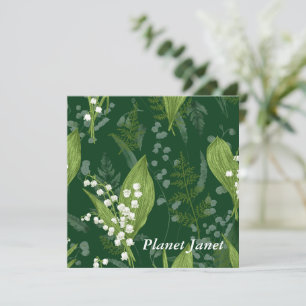 Lily of Valley with Ferns    Dark Green Custom Card