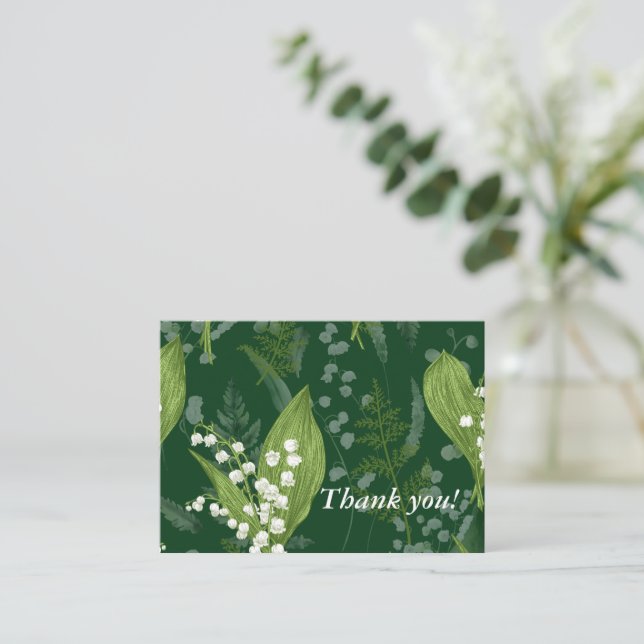 Lily of Valley with Ferns || Dark Green Custom Card (Standing Front)