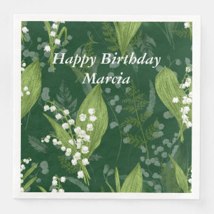 Lily of Valley with Ferns Dark Green Napkin
