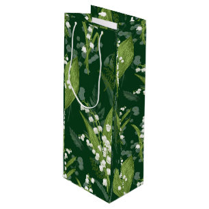 Lily of Valley with Ferns Dark Green Wine Gift Bag