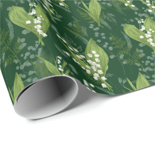 Lily of Valley with Ferns    Dark Green Wrapping Paper