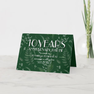 Lily of Valley with Ferns Dk Green Anniversary Invitation