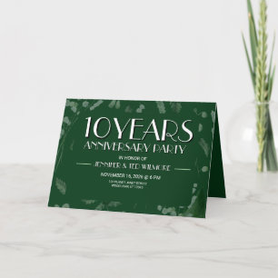 Lily of Valley with Ferns Dk Green Anniversary Invitation