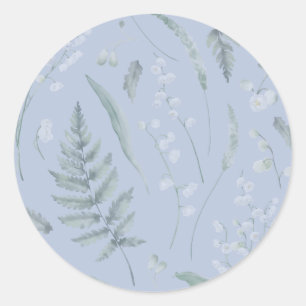 Lily of Valley with Ferns    Light Blue Classic Round Sticker