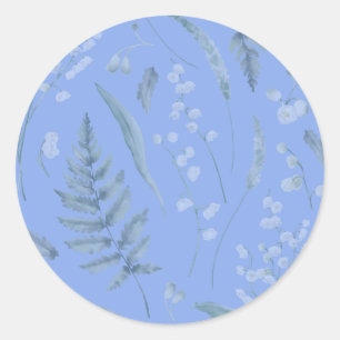 Lily of Valley with Ferns    Medium Blue Classic Round Sticker