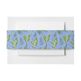 Lily of Valley with Ferns Medium Blue Invitation Belly Band