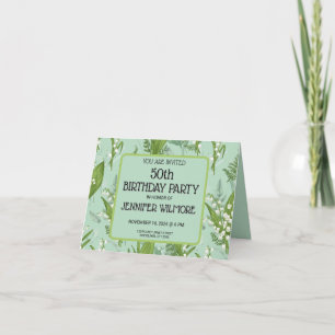 Lily of Valley with Ferns    Sage Green Custom Invitation
