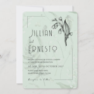 Lily of Valley with Ferns Sage Green Custom Invitation