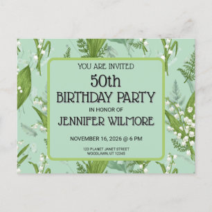 Lily of Valley with Ferns    Sage Green Custom Postcard